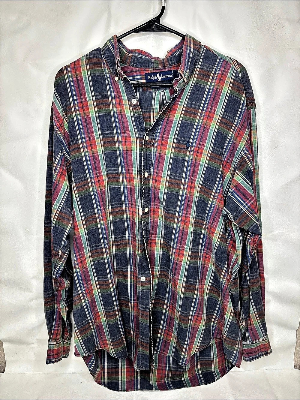 Ralph Lauren Classic Fit Madras Plaid Shirt Blue & Red XL